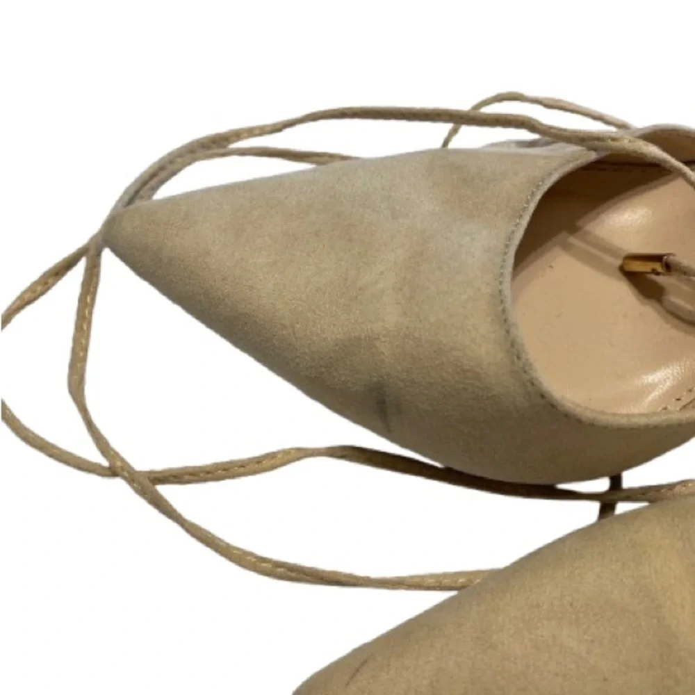 Lulu's Beige Lace-Up Heels